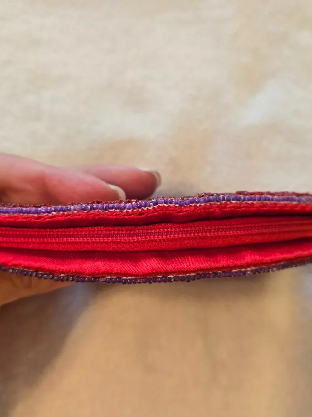 Vintage-Style Beaded Sun Hat Coin Purse - Red & Purple Red Hat Society Theme